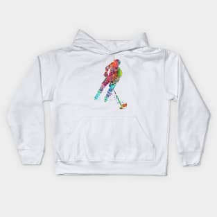 Boy Ice Hockey Player Watercolor Sport Athlete Kids Hoodie